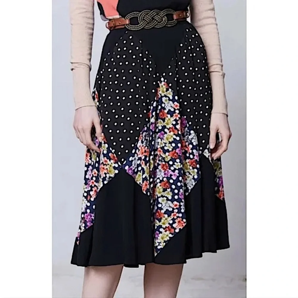 MAEVE ANTHROPOLOGIE | Floral and Polka Dot Women's Skirt - Picture 7 of 11